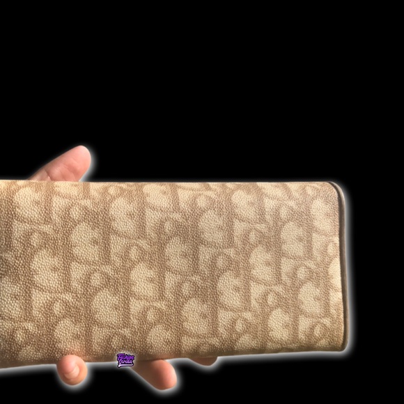 Christian Dior John Galliano Vintage Beige Trotter Monogram Logo Leather Wallet - Picture 3 of 16